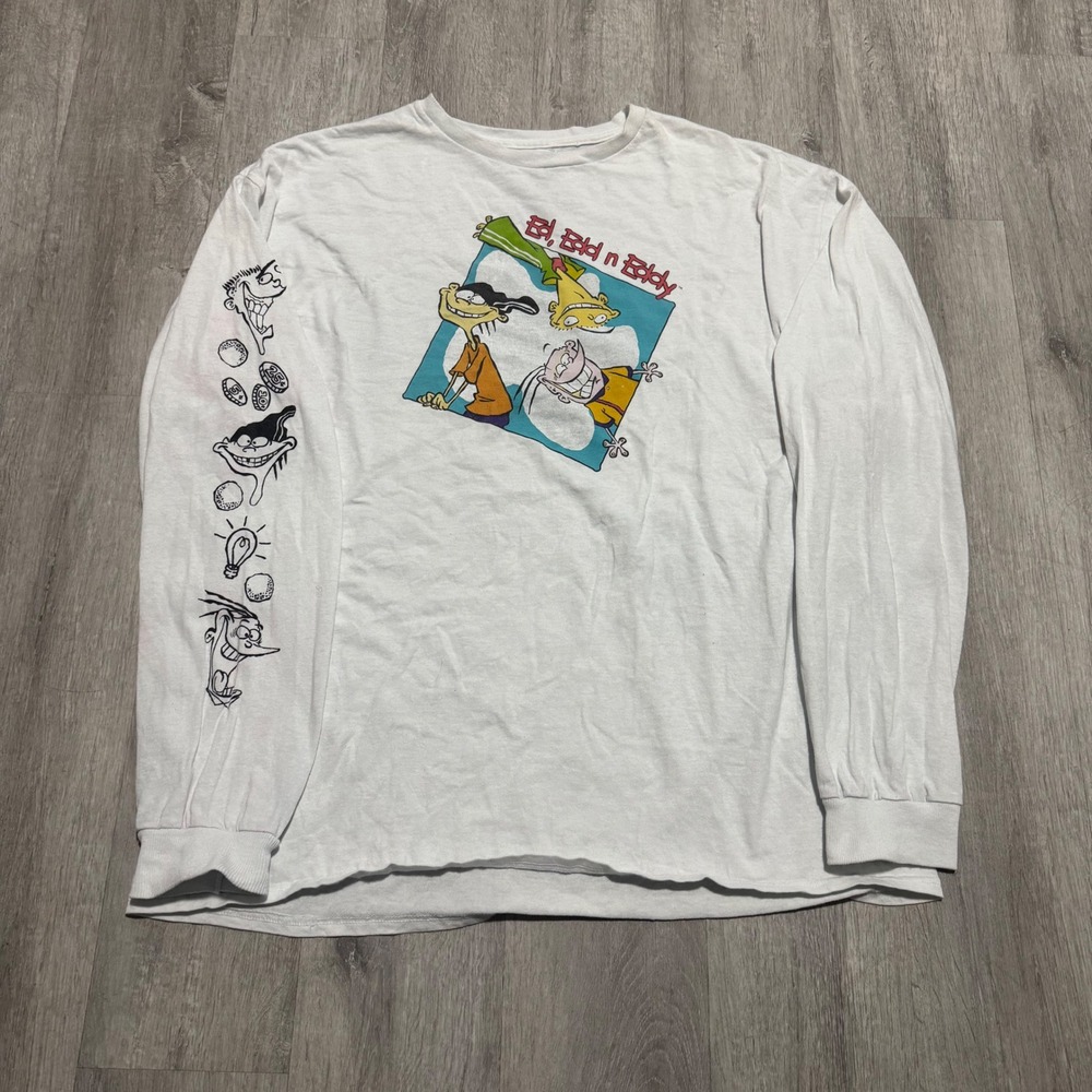 Cartoon Network Ed Edd n Eddy Long Sleeve Shirt Mens XL White Graphic Tee